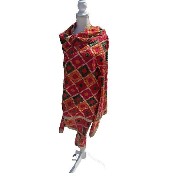 Zamour Saree Wrap Embroidered Bright Jewel Tone - Picture 2 of 12